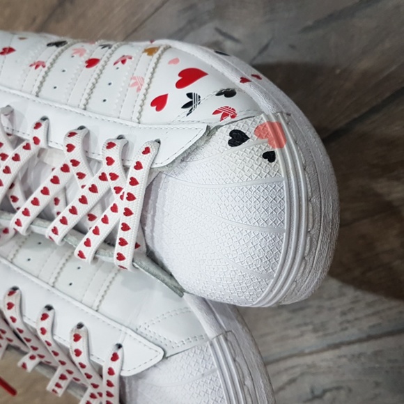 ADIDAS Limited Edition Superstar Hearts Shoes 7 - Picture 8 of 14